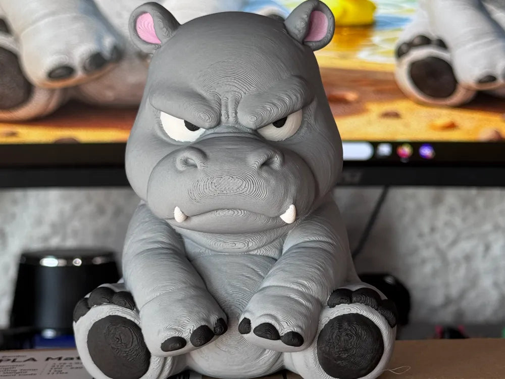 Grumpy Hippo 3D Printed Figure