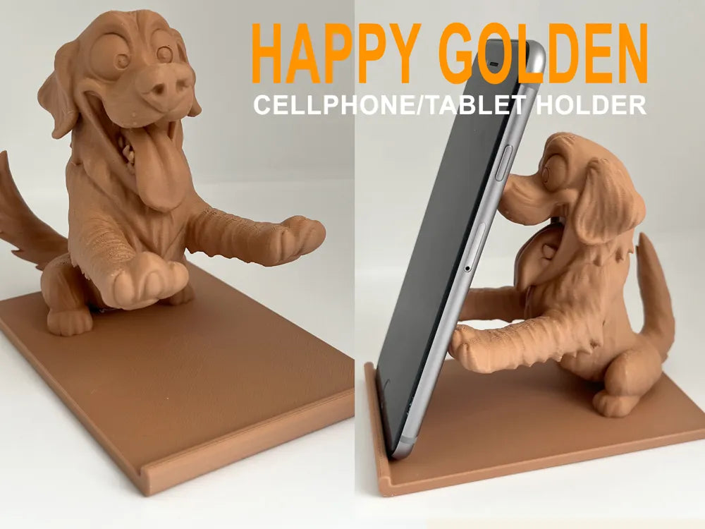 Happy Golden Retriever Cellphone and Tablet Holder