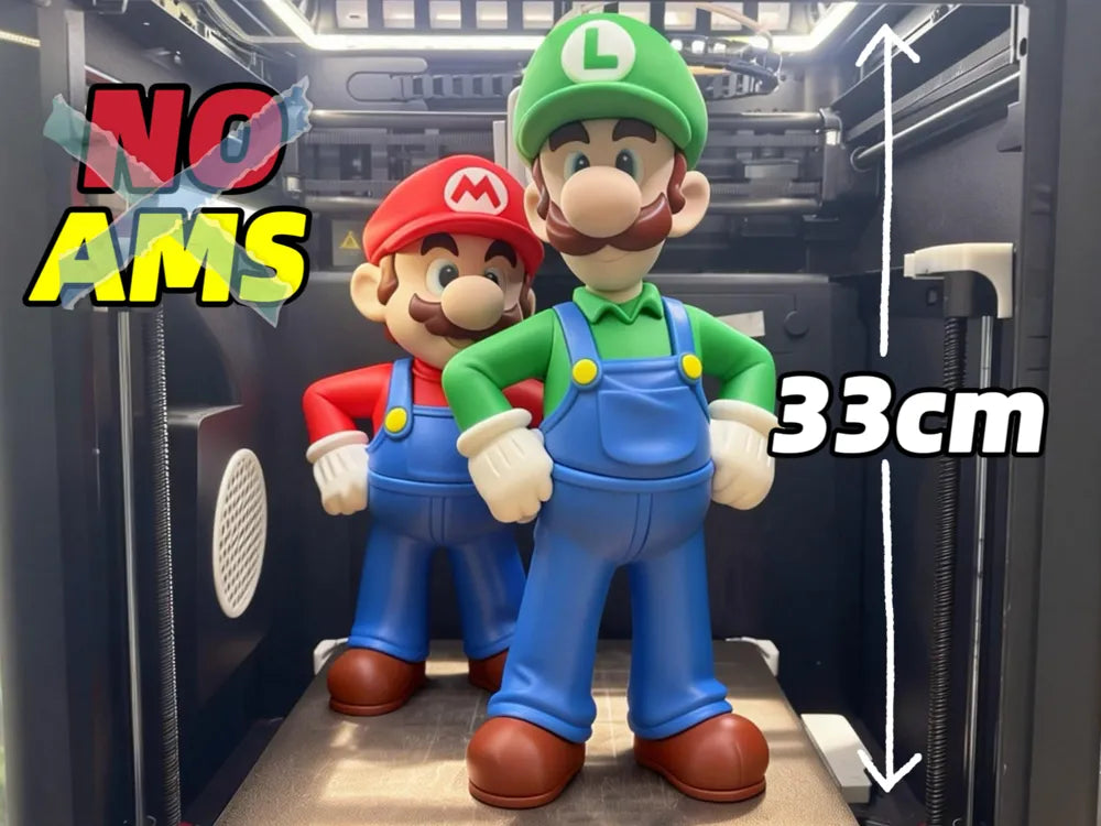 3D Printed Luigi Super Mario Bros Figure Statue - 33cm Collectible Decoration