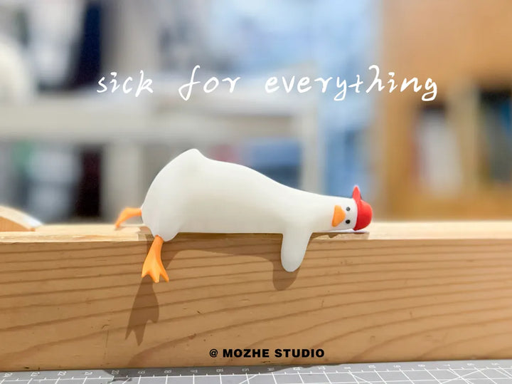 Lying Flat Duck Giving Up Duck 3D Printed Desk Decor Monitor Ornament