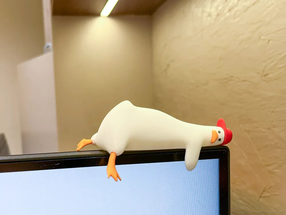 Lying Flat Duck Giving Up Duck 3D Printed Desk Decor Monitor Ornament