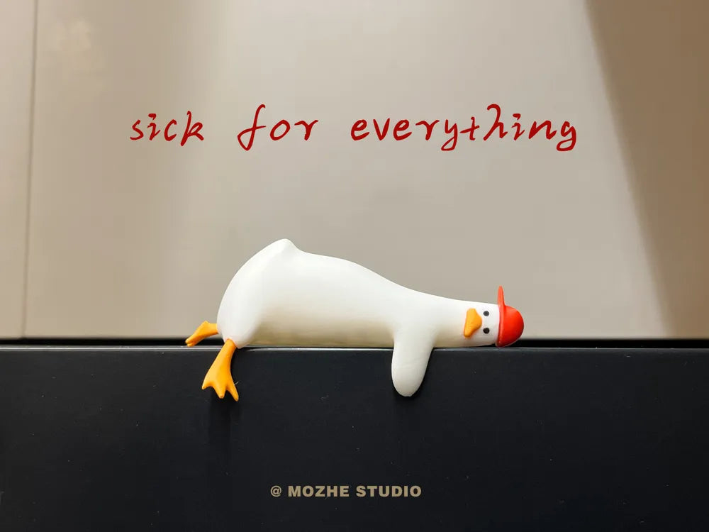 Lying Flat Duck Giving Up Duck 3D Printed Desk Decor Monitor Ornament