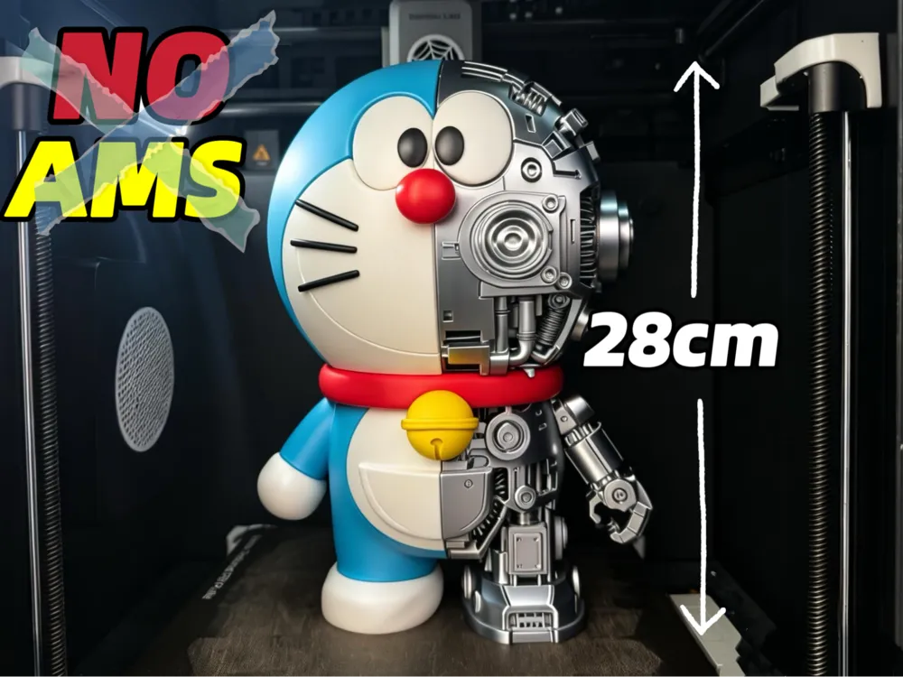 Mechanical Doraemon 3D Printed Figure | 28cm Tall Ding-Dong Doraemon Statue