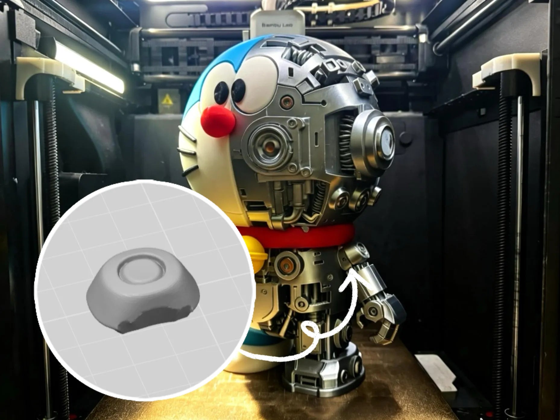 Mechanical Doraemon 3D Printed Figure | 28cm Tall Ding-Dong Doraemon Statue
