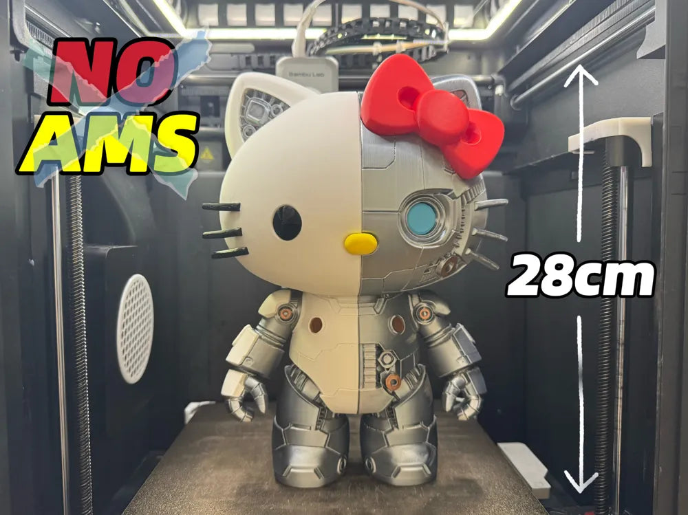 Mechanical Hello Kitty 3D Printed Figure (28cm)