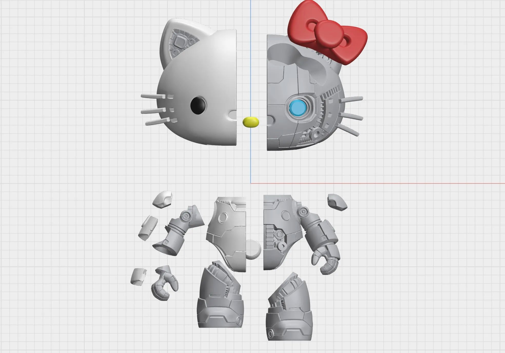 Mechanical Hello Kitty 3D Printed Figure (28cm)