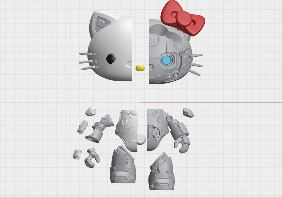 Mechanical Hello Kitty 3D Printed Figure (28cm)