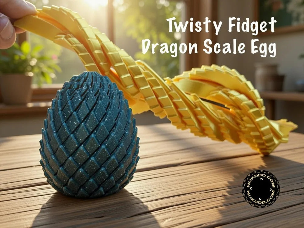 Twisty Dragon Egg Fidget Toy - 3D Printed Dragon Scale Stress Relief Toy